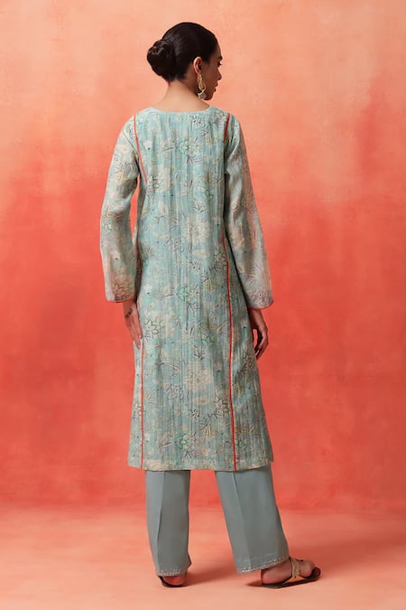 Shetab Kazmi Bloom Print Kurta Pant Set 