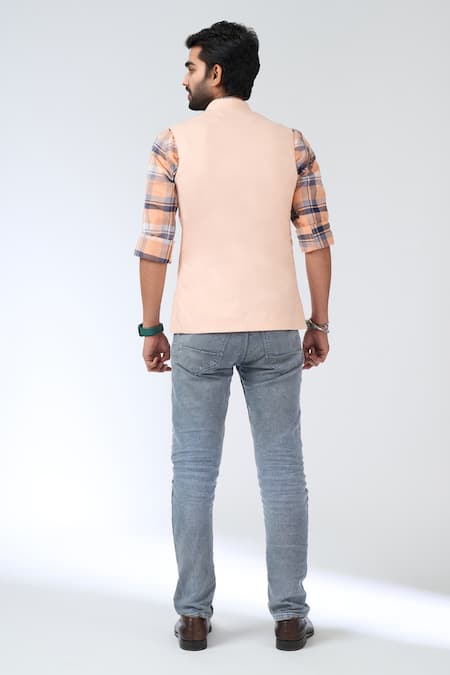 Khwaab By Sanjana Lakhani Pink Sleeveless Nehru Jacket 