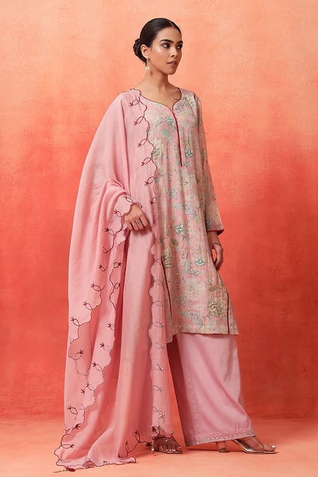 Shetab Kazmi Floral Print Kurta Pant Set 