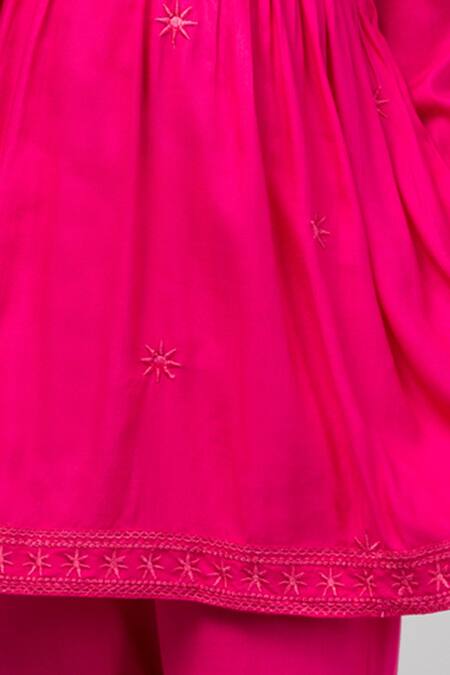 Petite Pomme Magenta Rayon Embroidery, Metallic Thread Kurta With Sharara Online at Aza Fashions Petite Pomme_Magenta Rayon Embroidery, Metallic Thread Kurta With Sharara _Online_at_Aza_Fashions