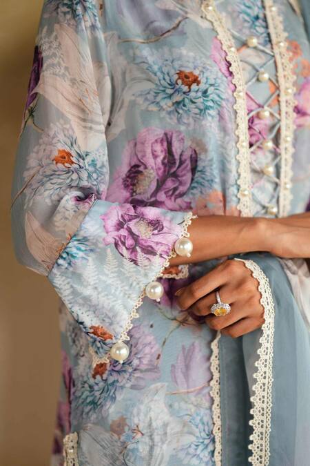 Buy Rainas Blue Organza, Cambric Lace, Embroidery Thar Mirage Printed Kurta Salwar Set Online at Aza Fashions Buy_Rainas_Blue Organza, Cambric Lace, Embroidery Thar Mirage Printed Kurta Salwar Set _Online_at_Aza_Fashions