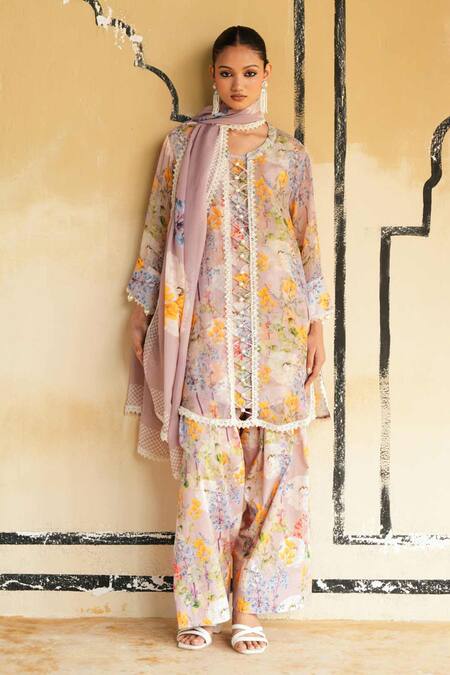 Buy Rainas Lavender Organza, Cambric Lace, Kutch Whispers Printed Kurta Salwar Set Online at Aza Fashions Buy_Rainas_Lavender Organza, Cambric Lace, Kutch Whispers Printed Kurta Salwar Set _Online_at_Aza_Fashions