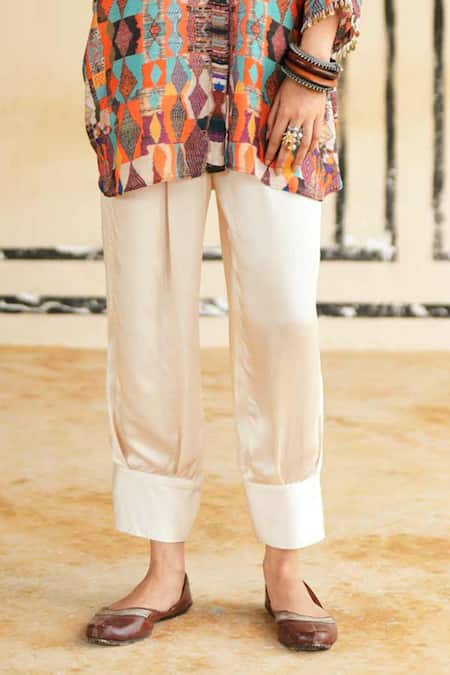 Buy_Rainas_Multi Color Cotton, Silk, Satin Collared Dholavira Drift Top And Pant Set 