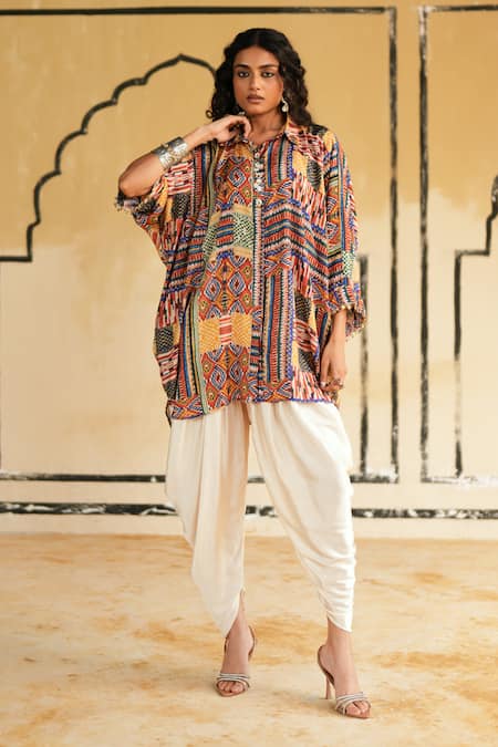 Rainas Jodhpur Sands Printed Top & Dhoti Pant Set 
