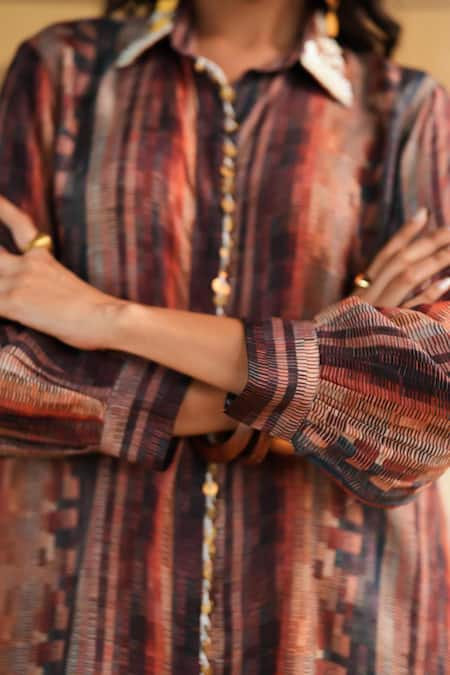 Buy_Rainas_Orange Cotton, Silk, Satin Sequins, Embroidery Indigo Oasis Top And Dhoti Pant Set _Online_at_Aza_Fashions