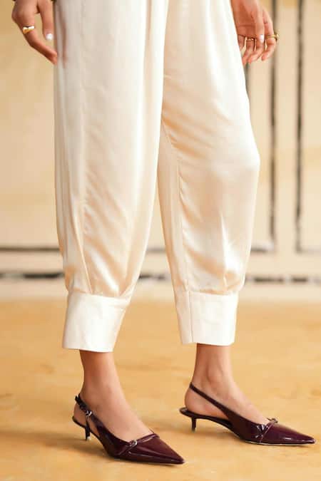 Rainas_Orange Cotton, Silk, Satin Embroidery Pushkar Sunset Printed Top And Pant Set _Online_at_Aza_Fashions