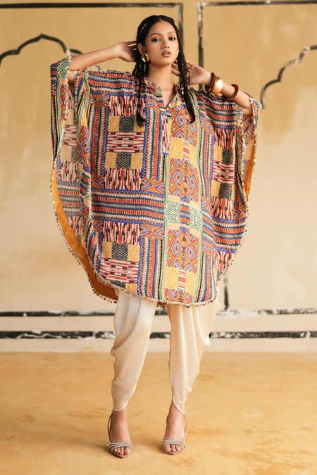 Rainas Tanot Twilight Kaftan Top & Dhoti Pant Set 