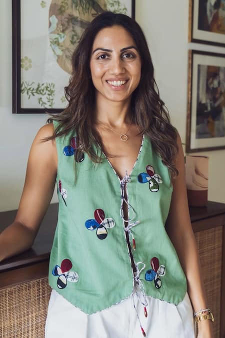 Jodi Emi Green Applique Waistcoat 