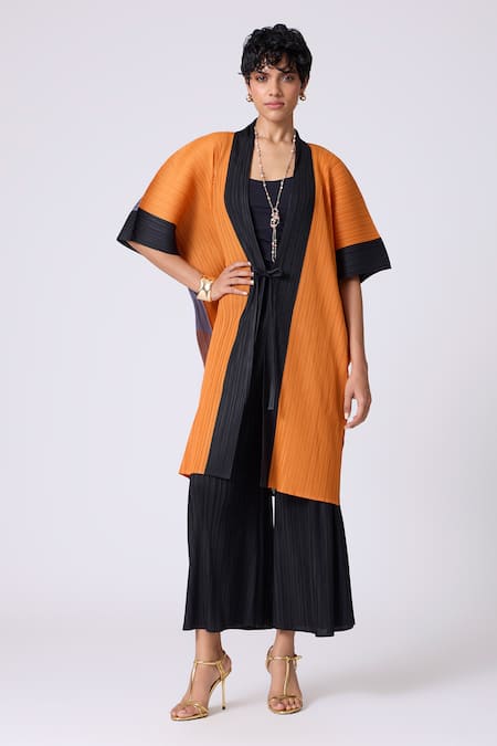 Scarlet Sage Orange Polyester Open Neck Art Print Overlay 