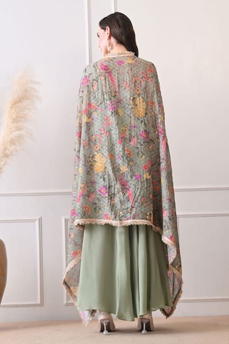 Peenacolada Floral Pattern Cape & Skirt Set 