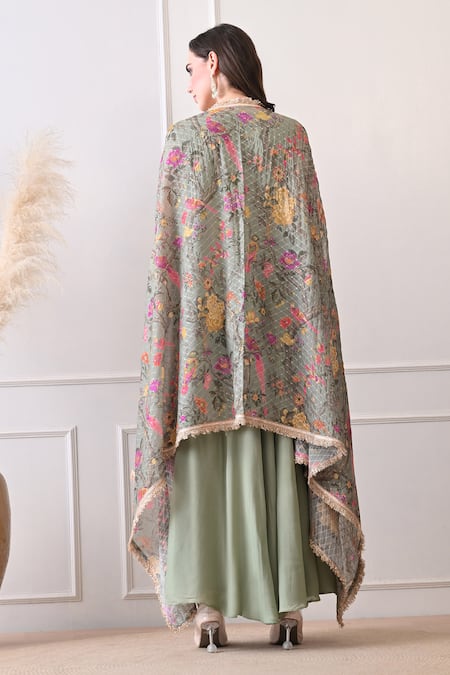 Peenacolada Floral Pattern Cape & Skirt Set 