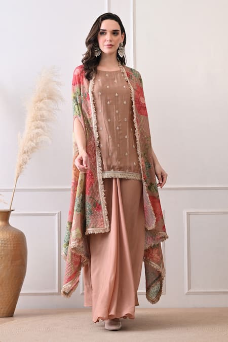 Peenacolada Floral Pattern Cape & Skirt Set 