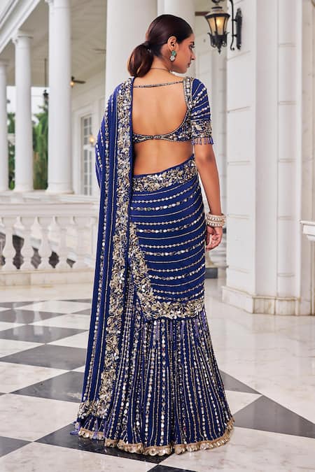 Nidhika Shekhar Shaadmani Embroidered Pre-Draped Lehenga Saree Set 