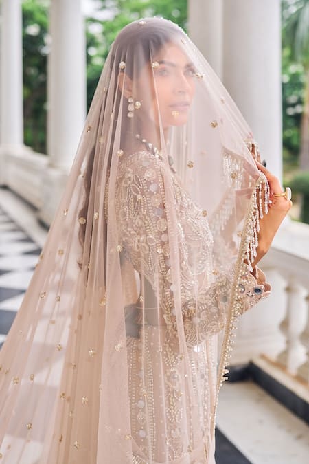 Nidhika Shekhar Pink Georgette, Net Pearls, Sequins, Mirrors, Harsh O Ullas Lehenga Set Online at Aza Fashions Nidhika Shekhar_Pink Georgette, Net Pearls, Sequins, Mirrors, Harsh O Ullas Lehenga Set _Online_at_Aza_Fashions