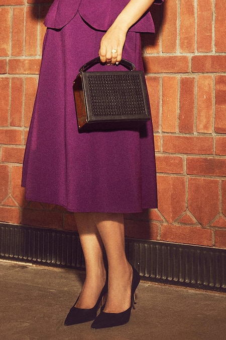 Buy_Ahi Clothing_Purple Crepe Kimberly Coat And Skirt Co-ord Set _Online_at_Aza_Fashions