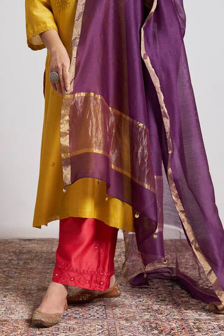 Vaaya_Purple Chanderi Zari Dupatta _Online_at_Aza_Fashions