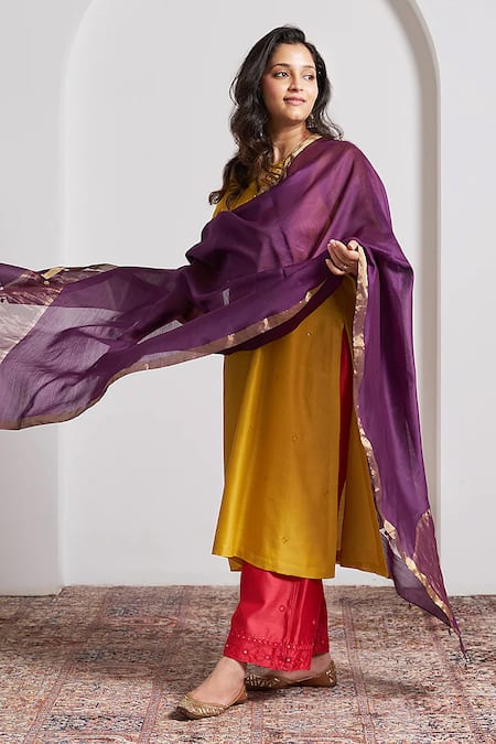 Buy_Vaaya_Purple Chanderi Zari Dupatta _Online_at_Aza_Fashions