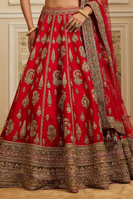 Roqa Red Silk, Net Embroidery, Zari, Sequins, Stones Naima Bridal Lehenga Set at Aza Fashions Roqa_Red Silk, Net Embroidery, Zari, Sequins, Stones Naima Bridal Lehenga Set _at_Aza_Fashions