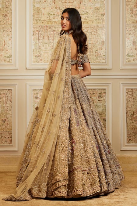 Roqa Nazeera Embroidered Gold Bridal Lehenga Set 