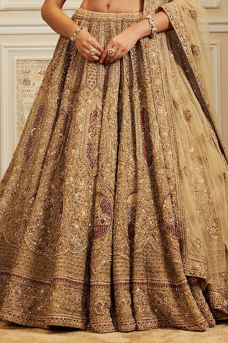 Buy Roqa Gold Net Embroidery, Sequins, Zari, Beads Keyhole Nazeera Bridal Lehenga Set Online at Aza Fashions Buy_Roqa_Gold Net Embroidery, Sequins, Zari, Beads Keyhole Nazeera Bridal Lehenga Set _Online_at_Aza_Fashions