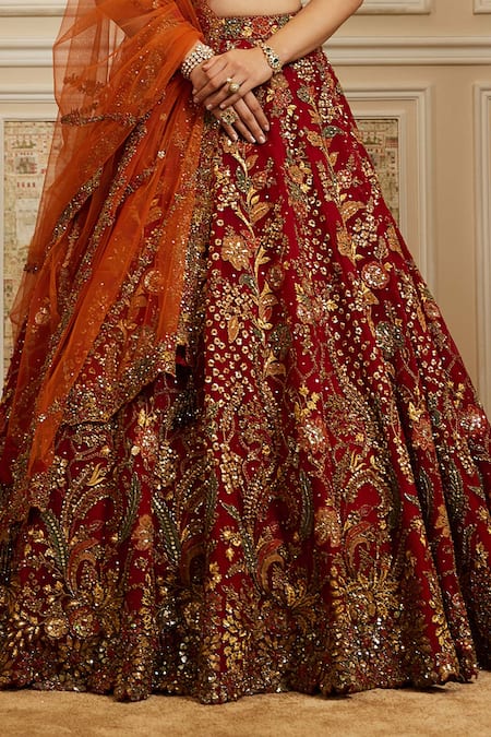 Buy Roqa Red Net Embroidery, Sequins, Zari, Stones Sweetheart Rawdah Bridal Lehenga Set Online at Aza Fashions Buy_Roqa_Red Net Embroidery, Sequins, Zari, Stones Sweetheart Rawdah Bridal Lehenga Set _Online_at_Aza_Fashions