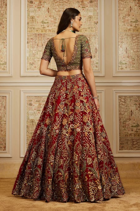 Roqa Rawdah Embroidered Red Bridal Lehenga Set 