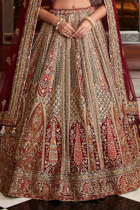 Roqa_Multi Color Net Embroidery, Sequins, Zari, Beads Nayyara Bridal Lehenga Set _Online_at_Aza_Fashions