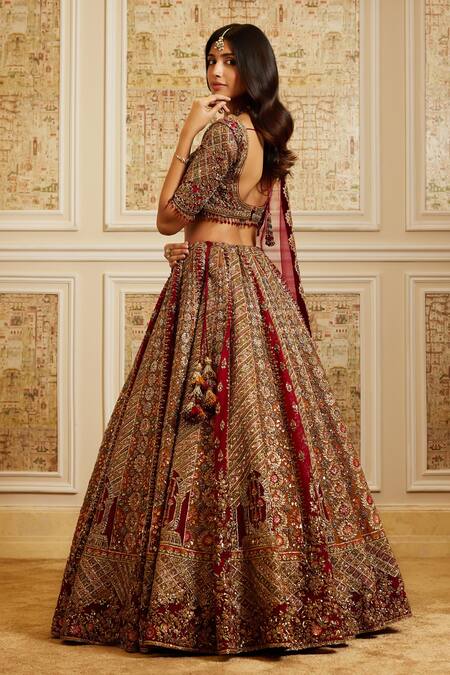 Buy_Roqa_Multi Color Net Embroidery, Sequins, Zari, Beads Nayyara Bridal Lehenga Set 