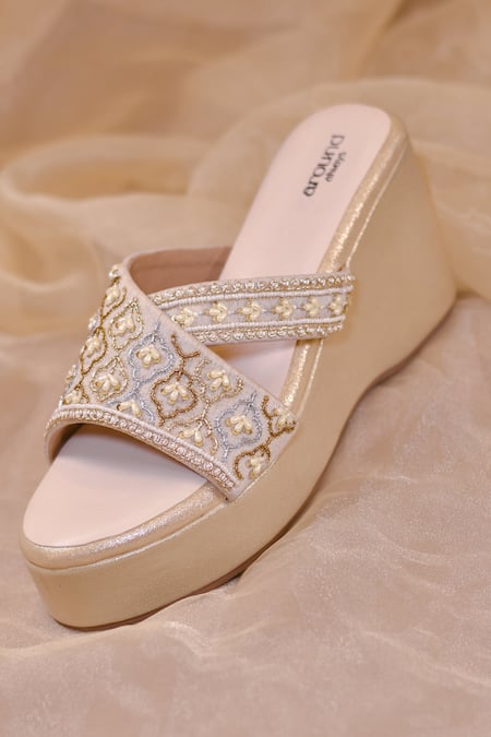 Around Always Falak Geometric Jaali Threadwork Platform Wedges 