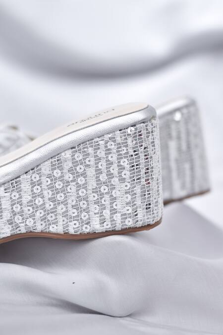 Buy Around Always Silver Sequins, Beads, Embroidery Jade Textured Wedges With Aqua 3d Petals Online at Aza Fashions Buy_Around Always_Silver Sequins, Beads, Embroidery Jade Textured Wedges With Aqua 3d Petals _Online_at_Aza_Fashions