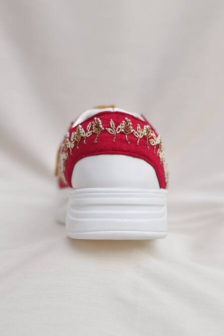 Shop Around Always Pink Panchhi Zardosi Bird Motif Embroidered Sneakers Online at Aza Fashions Shop_Around Always_Pink Panchhi Zardosi Bird Motif Embroidered Sneakers _Online_at_Aza_Fashions