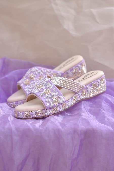 Around Always Lavender Embroidery, Sequins, Beads Savera Floral Threadwork And Wedges 