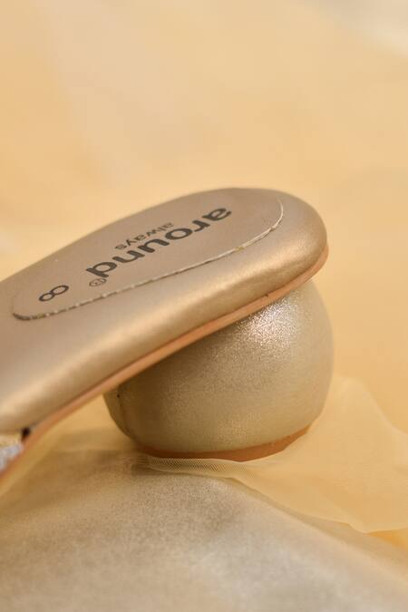 Around Always_Gold Beads, Sequins Symphony And White Beaded Ombre Embroidered Heels _Online_at_Aza_Fashions