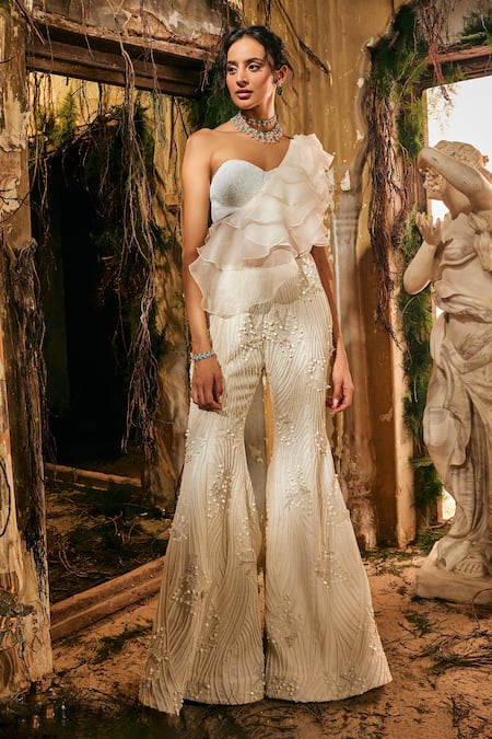 Varun Chakkilam Opaline Grace Embroidered Cape Set 