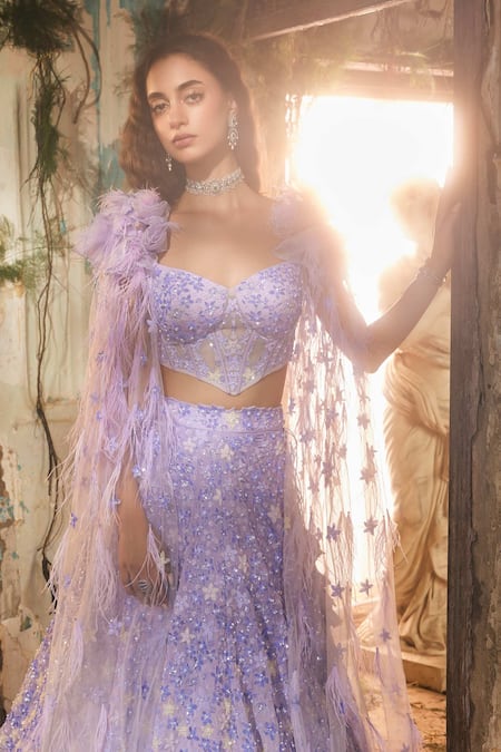 Varun Chakkilam Amethyst Bloom Embroidered Lehenga Set 