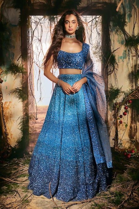 Varun Chakkilam Ocean Starlight Lehenga Set 