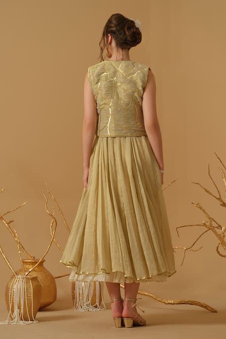 Abstract By Megha Jain Madaan Embroidered Jacket With Flared Anarkali 