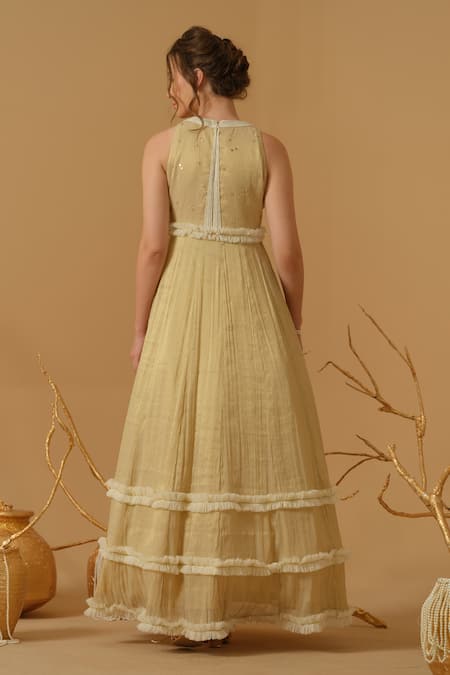 Abstract By Megha Jain Madaan Embroidered Bodice Flared Gown 