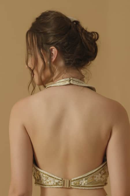 Abstract By Megha Jain Madaan Embroidered Halter Top 