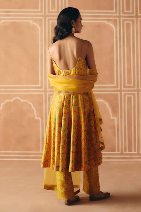 Drishti & Zahabia Floral Cross Stitch Print Anarkali Set 