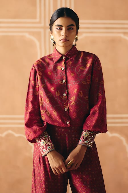 Drishti & Zahabia Cross Stitch Print Shirt & Pant Set 