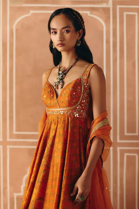Drishti & Zahabia Cross Stitch Print Anarkali Set 
