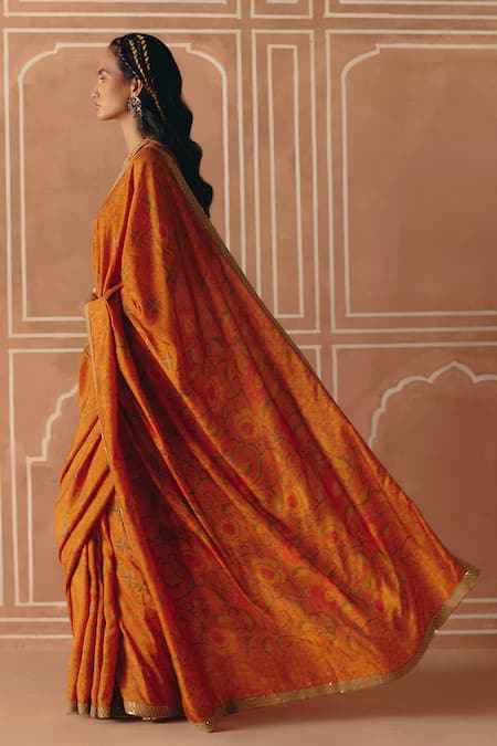 Drishti & Zahabia Cross Stitch Print Saree With Embroidered Blouse 