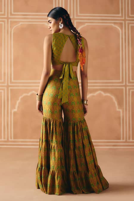 Drishti & Zahabia Cross Stitch Print Top With Sharara 