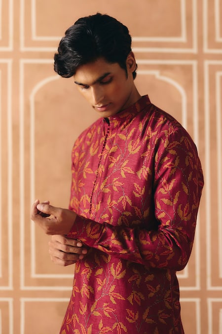 Drishti & Zahabia Cross Stitch Print Kurta Set 