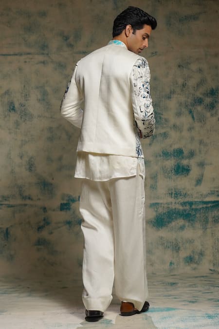 Jatin Malik Ivory Embriodered Short Jacket Set 