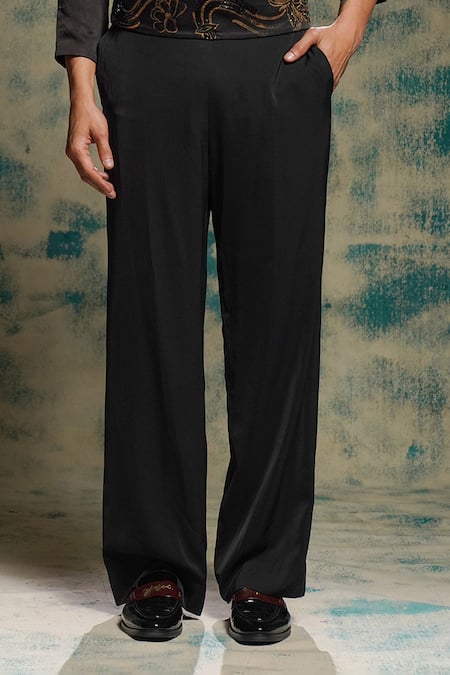 Jatin Malik_Black Linen, Silk Embroidery, Sequins And Gold Hand Shrug Set _Online_at_Aza_Fashions