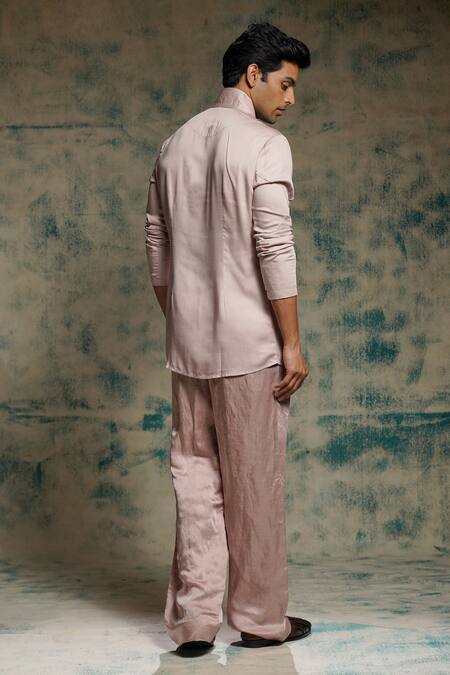 Jatin Malik_Lilac Linen, Silk Embroidery, Sequins Hand Blazer Set _Online_at_Aza_Fashions