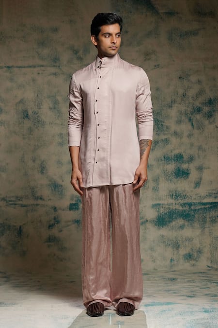 Buy_Jatin Malik_Lilac Linen, Silk Embroidery, Sequins Hand Blazer Set _Online_at_Aza_Fashions