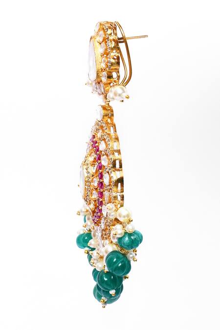 Our Purple Studio_Multi Color Pearls, Stones, Beads Kundan And Embellished Drop Earrings _Online_at_Aza_Fashions